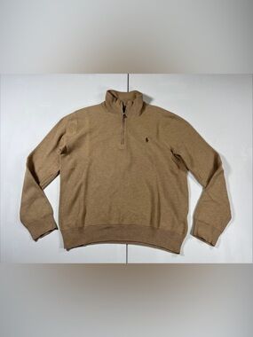 Polo Ralph Lauren Quarter Zip Sweater Beige Pima Cotton Mock Neck Men’s Size L